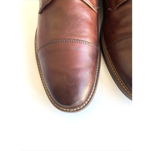 ASTON GREY Lonaro Brown Leather Cap Toe Ankle Boots Lace up Size 8 - Picture 5 of 6